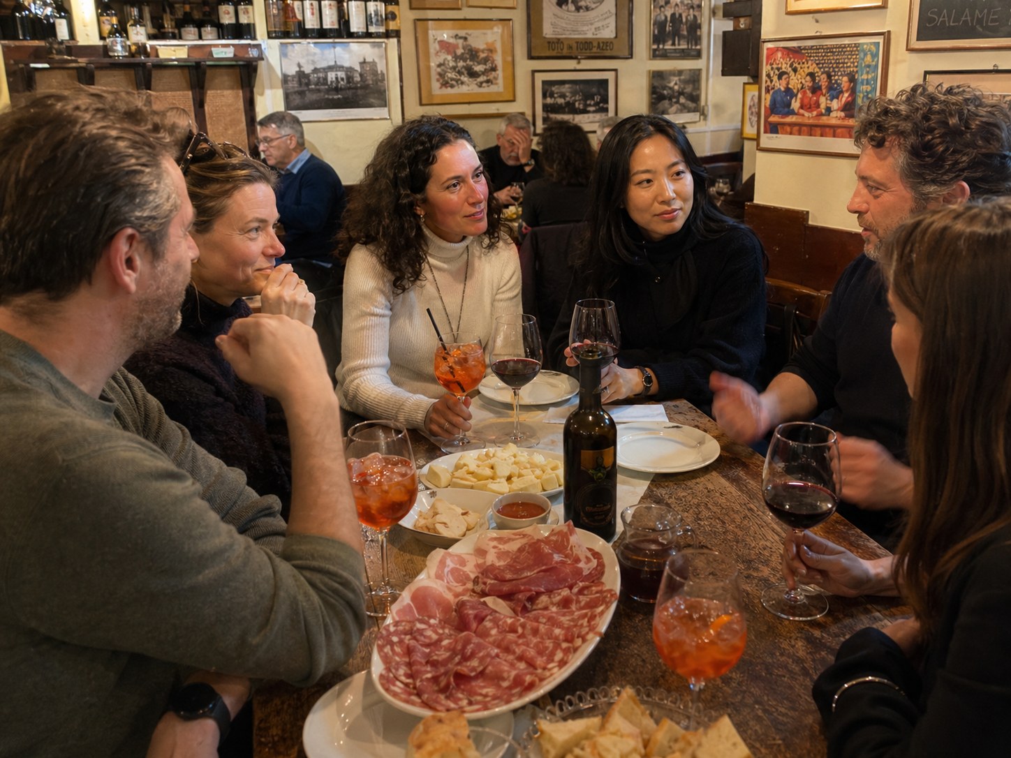 Traditional Bologna food market with fresh produce and local specialties